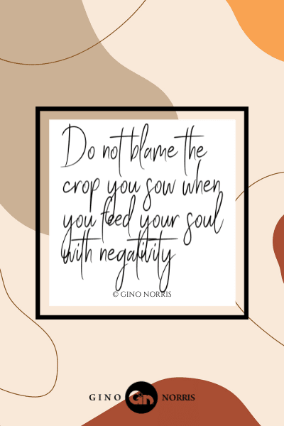 134LQ. Do not blame the crop you sow when you feed your soul with negativity