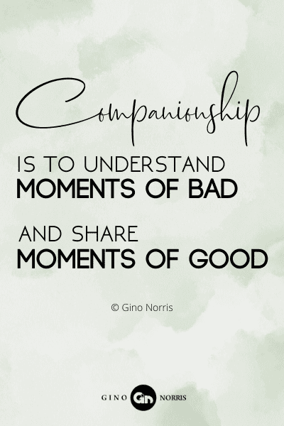 262RQ. Companionship is to understand moments of bad and share moments of good