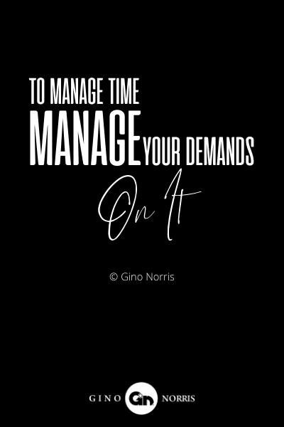 290INTJ. To manage time, manage your demands on it