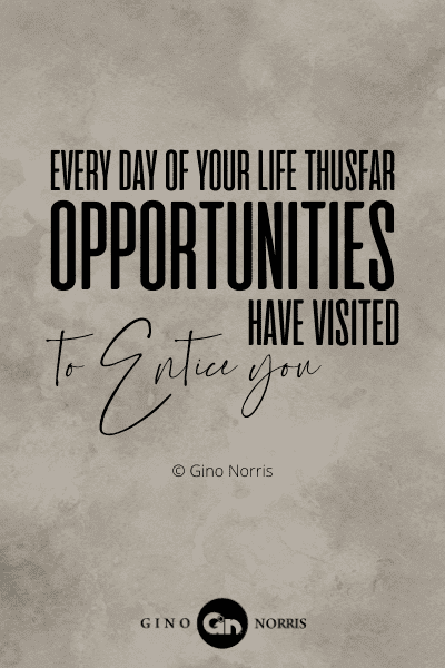 290PTQ. Every day of your life thusfar opportunities have visited to entice you