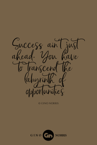 319LQ. Success ain't just ahead. You have to transcend the labyrinth of opportunities